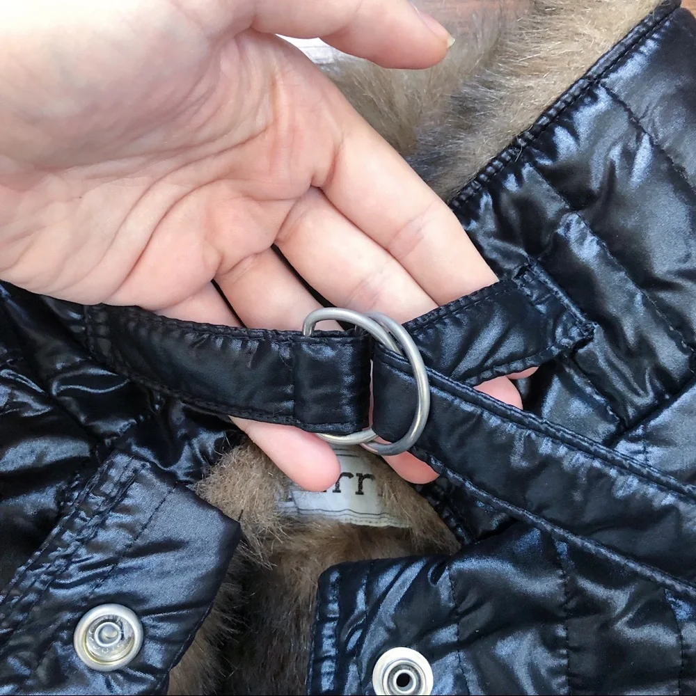 SOLD vintage • 80s Furrrina quilted long coat black brown faux fur puffer maxi - Picture 5 of 13